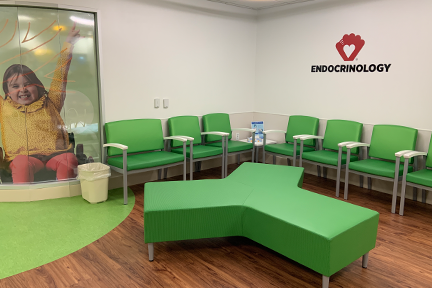 Joe DiMaggio Children's Hospital pediatric endocrinology waiting area at Memorial Hospital Miramar MOB 2